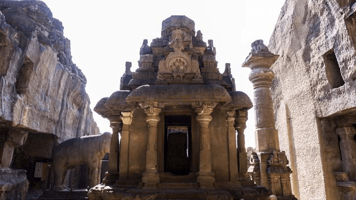 Ellora Caves layout showing Buddhist, Hindu, and Jain sections