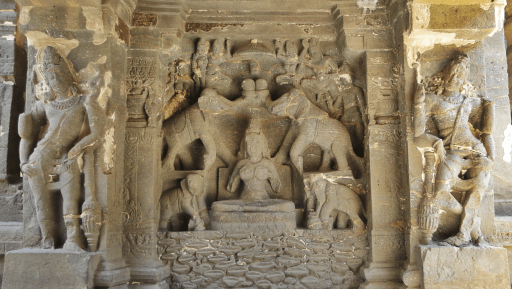 Kailasa Temple reliefs narrating epic battles and divine power